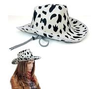 Lizzy Adult Cow Print Cowboy Hat | Stylish Wide Brim Western Hats for Novelty Fancy Dress Hen Party Cowgirl Halloween Costumes Hats Carnival Music Festival Accessories (Cow print)