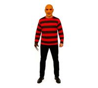 Lizzy Adult Freddy Costume 3PC Set | Official Nightmare on Elm Street Inspired Fancy Dress for Halloween & Horror Cosplay | Includes Brown Hat, Striped Jumper & Claw Glove (Top with Mask & Claw)