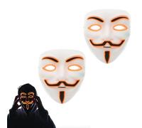 Lizzy Adult LED Hacker Mask - Anonymous Light Up Purge Mask for Halloween, Cosplay, Carnival, and Masquerade Parties | Scary Festival Costume Accessory with Glowing LED Lights for Adults (2, Orange)