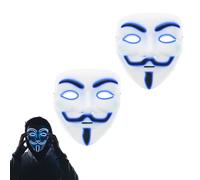 Lizzy Adult LED Hacker Mask - Anonymous Light Up Purge Mask for Halloween, Cosplay, Carnival, and Masquerade Parties | Scary Festival Costume Accessory with Glowing LED Lights for Adults (2, Blue)