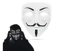 Lizzy Adult LED Hacker Mask - Anonymous Light Up Purge Mask for Halloween, Cosplay, Carnival, and Masquerade Parties | Scary Festival Costume Accessory with Glowing LED Lights for Adults (1, White)