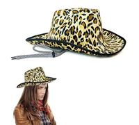 Lizzy Adult Leopard Print Cowboy Hat | Stylish Wide Brim Western Hats for Novelty Fancy Dress Hen Party Cowgirl Halloween Costumes Hats Carnival Music Festival Accessories (Leopard Print)