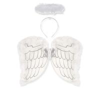 Lizzy Adult Nativity Angel Fairy Wings With White Halo Girls Headband | Ladies One Size | White Angel Wings Halo Womens Fancy Dress Costumes Christmas Party Accessories