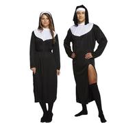 Lizzy Adult Nun Female + Male Costume | Black Robe + Head piece(Veil) + Belt Halloween Fancy dress Accessory Religious Novelty Cosplay Props Hen Stag Party Outfit