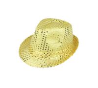 Lizzy Adult Sequin Gangster Hat | 70'S Disco Hat Sequin Fedora Hat for Party Hip-Hop Sequin Hat,Shiny Disco Hat for Hen Party Night Fancy dress Disco Theme Dance Costume Accessory (Gold)
