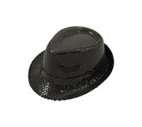 Lizzy Adult Sequin Gangster Hat | Disco Hat for Party, Hip-Hop, Fancy Dress, Hen Party, Night Fancy Dress, Disco Theme, Dance Costume Accessory (Black)