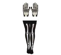 Lizzy Adult Skeleton Tights and Gloves | Womens Skeleton Costume Bone Tights Skeleton Tights for Ladies Gothic Tights Halloween Fancy dress accessories
