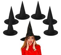 Lizzy Adult Women’s Black Witch Hat | Classic Pointed Wizard Hat | Halloween Costume Accessory for Women | Fancy Dress, Cosplay, Carnival & Party Witch Outfit Accessory (Pack of 06)