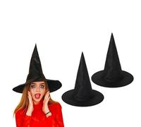 Lizzy Adult Women’s Black Witch Hat | Classic Pointed Wizard Hat | Halloween Costume Accessory for Women | Fancy Dress, Cosplay, Carnival & Party Witch Outfit Accessory (Pack of 02)