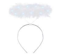 Lizzy | Angel Halo Headband | White, Small, Polyester | Light Up, One Size Fits Most, Battery Included, Modern Style | Dress Accessory for Parties, Halloween, Book Week