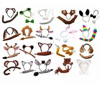 Lizzy ANIMAL EARS BOW TAIL SET Costume Accessory Fancy Dress Party Kids Adults (Golden Bear Set)