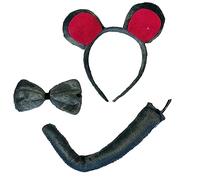 Lizzy ANIMAL EARS BOW TAIL SET Costume Accessory Fancy Dress Party Kids Adults Headband (Mouse Ear Set)