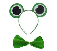 Lizzy | Animal Ears Bow Tail Set Costume Accessory | Green Frog, One Size, Headband | Includes Bow and Tail, Easy to Wear, For Kids and Adults | Fancy Dress Party Outfit