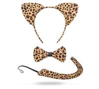 Lizzy | Animal Ears Headband | Leopard Print, One Size, Soft Plush | Flexible, Comfortable Fit, Lightweight | Suitable for Fancy Dress, World Book Day, Cosplay Accessory