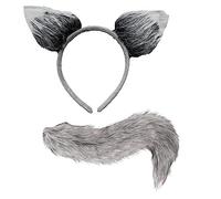 Lizzy | Animal Ears Headband | Wolf Set, Soft Plush, Grey | Flexible Fit, Comfortable, Reusable | For Fancy Dress, World Book Day, Cosplay, Party Accessory