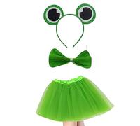 Lizzy | Animal Fancy Dress Tutu Set | One Size, Green Frog, Polyester | Includes Ears, Bow, Tail | Costume for Parties, Hen Nights, Halloween, Comfortable Fit