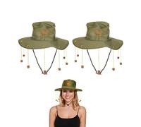 Lizzy | Australian Cork Hat, 2 Pack | Adult Size, 10 Hanging Corks, Brown | Fancy Dress Accessory, Comfortable Fit | For Australia Day, Costume Parties