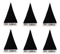Lizzy Bah Humbug Novelty Black Santa Clause Unisex Hat Christmas Xmas Fancy dress Costume Accessory Office Festive Party Costume (Pack of 6)