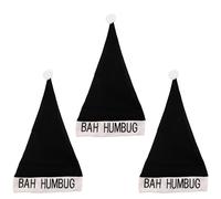 Lizzy Bah Humbug Novelty Black Santa Clause Unisex Hat Christmas Xmas Fancy dress Costume Accessory Office Festive Party Costume (Pack of 3)