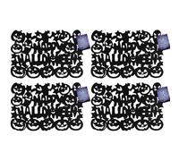 Lizzy Black Felt Laser Cut Placemat 45x30cm | Happy Halloween Table Decor Cute Pumpkin Web Table Mats Black Party Decoration (4)