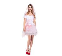 Lizzy Bloody Bride (One Size) Adult Fancy Dress Halowwen Costume | Includes a dress with blood splatter detail and a headpiece. Onesize Carnival Bloody Costume Women's Suit