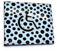 Lizzy Blue Badge Holder PU Leather Disabled Parking Badge Wallet Protector with Timer Display Clear Window Parking Permit Holder Case Car Dashboard Wallet (Polka Dot Sky Blue)