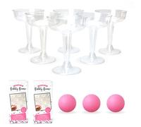 Lizzy Champagne Party Pong 6pc Champagne Saucer Glasses & 3pc Ping Pong Balls | Novelty Drinking Beer Pong Skilful Game Joke Funny Novelty Summer Hen Party, BBQ & Office Game (Two Pack)