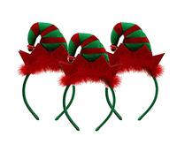 Lizzy® Christmas Headband Head Bopper Sets for Groups | One Size for Kids& Adult | Christmas Hair Accessory for Fancy Dress & Parties (Elf Hat With Bell - Pack of 3)