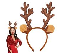 Lizzy | Christmas Headband | One Size, Glitter Reindeer Antlers Brown | Comfortable Fit, Festive Design, Unisex Adult | Fancy Dress Hair Accessory for Xmas Parties