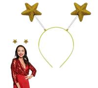 Lizzy | Christmas Headband, One Size, Glitter Star Gold | Festive Costume Accessory for Children & Adults, Comfortable Fit, Party Hairpiece | For Xmas Parties & Dress Up
