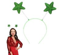 Lizzy | Christmas Headband | One Size, Glitter Star Green | Festive Costume Accessory, Fits Children & Adults, Comfortable Wear | For Xmas Parties, Holiday Dress-Up