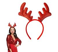 Lizzy | Christmas Headband, Red Glitter Antlers, One Size, Plain Weave | Lightweight, secure fit, modern festive design | Holiday accessory for parties, adults, kids