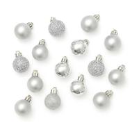 Lizzy Christmas Mini Round Baubles | Pack of 20 Xmas Tree Decorations Ornaments | Christmas Tree Hanging Balls Baubles Pendants (Silver, 20)