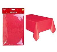 Lizzy | Christmas Tablecloth | 132cm x 178cm, Red, PEVA, 45gsm | Wipeable, Reusable, Non-Woven Backing | Festive Table Cover for Christmas Table Decoration