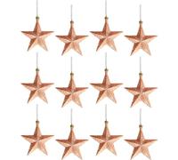 Lizzy | Christmas Tree Decorations | 8 Pack, Multicolour, Plastic | Glittered Star Ornaments, Lightweight, Suitable for Children & Pets | Indoor Outdoor Christmas Decoration, Festive Home Decor