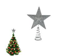 Lizzy | Christmas Tree Topper | Silver, Metal, One Size, 17.5cm | Glitter Finish, 3D Star Design, Easy to Install | Christmas Tree Decoration for Festive Home Décor