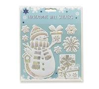 Lizzy | Christmas Wall Stickers | Snowman, 18cm x 18cm, PVC | Holographic, Self-Adhesive, Reusable | Festive Xmas Window Decoration, Easy Peel and Stick for Home Decor