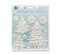 Lizzy | Christmas Wall Stickers | Tree, 18cm x 18cm, PVC | Silver Holographic, Self-Adhesive, Easy Peel | Festive Window Decoration, Christmas Stickers, Glitter Finish
