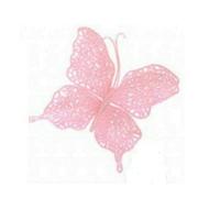 Lizzy Clip On Glitter Butterfly | Decorative Butterflies Wedding Home Party Event Easter Bonnet Art Craft Party Decoration (Pink)