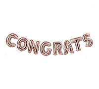 Lizzy Congrats Foil Balloons | Each Letter 14inch Inflated Size | Foil Balloon Banner Graduation Engagement Party Supplies (Rose Gold)