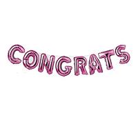 Lizzy Congrats Foil Balloons | Each Letter 14inch Inflated Size | Foil Balloon Banner Graduation Engagement Party Supplies (Pink)
