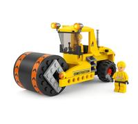 Lizzy Construction Road Roller Building Set 237 PCS - Engineering Construction | Children STEM Brick Toy Vehicle with Worker Figures | Super Truck Steamroller Model