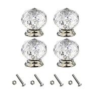 Lizzy Crystal Round Door Knobs | Small & Large Clear Glass Drawer Knobs | Ideas for Kitchen Office Cabinet Cupboard Wardrobe Door Furniture Bathroom Bedroom Accessories (Small Door Knobs - 8 Pk)