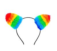 Lizzy Deluxe Women Sequins Fluffy Amnimal Ear Headbands - Kids Headdress Fancy Dress Ears Accessory (Rainbow Animal Headband)