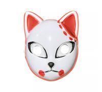 Lizzy Demon Slayer Cat Mask Fox Mask Japanese Anime Halloween Face Props for Adult Fancy dress Theme Party Cosplay Costume Accessories (Red)