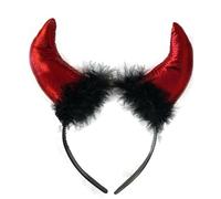 Lizzy Devil Headband with Red Fur | One Size Fits Most Girls & Women | Halloween Fancy Dress Costume Accessory | Head Hair Bopper Hat for Parties, Cosplay, Angels & Dark Night Outfits (Pack of 01)