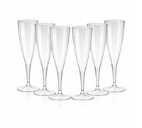 Lizzy Disposable Champagne Flutes 100ml Clear Plastic Stemmed Glasses Pack of 10 Prosecco Cups for Weddings Parties Events Celebrations Lightweight Elegant Design Easy Assembly Drinkware Set