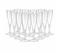 Lizzy Disposable Champagne Flutes 100ml Clear Plastic Stemmed Glasses Pack of 20 Prosecco Cups for Weddings Parties Events Celebrations Lightweight Elegant Design Easy Assembly Drinkware Set