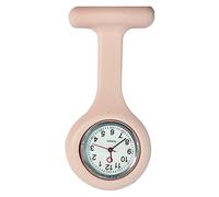 Lizzy Fashion Silicone Nurse Watch Brooch with Pin/Clip, Infection Control Design, Health Care Nurse Doctor Paramedic Medical Brooch Fob Watch (Cream Pink)