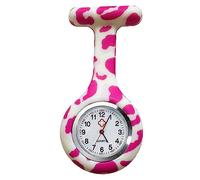 Lizzy Fashion Silicone Nurse Watch Brooch with Pin/Clip, Infection Control Design, Health Care Nurse Doctor Paramedic Medical Brooch Fob Watch(Pink Passion)